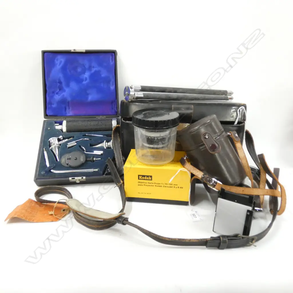 ASST PHOTOGRAPHIC EQUIPTMENT; NIKKOR, PANAGOR, KODAK ETC + OPHTHALMOSCOPE Image 1++