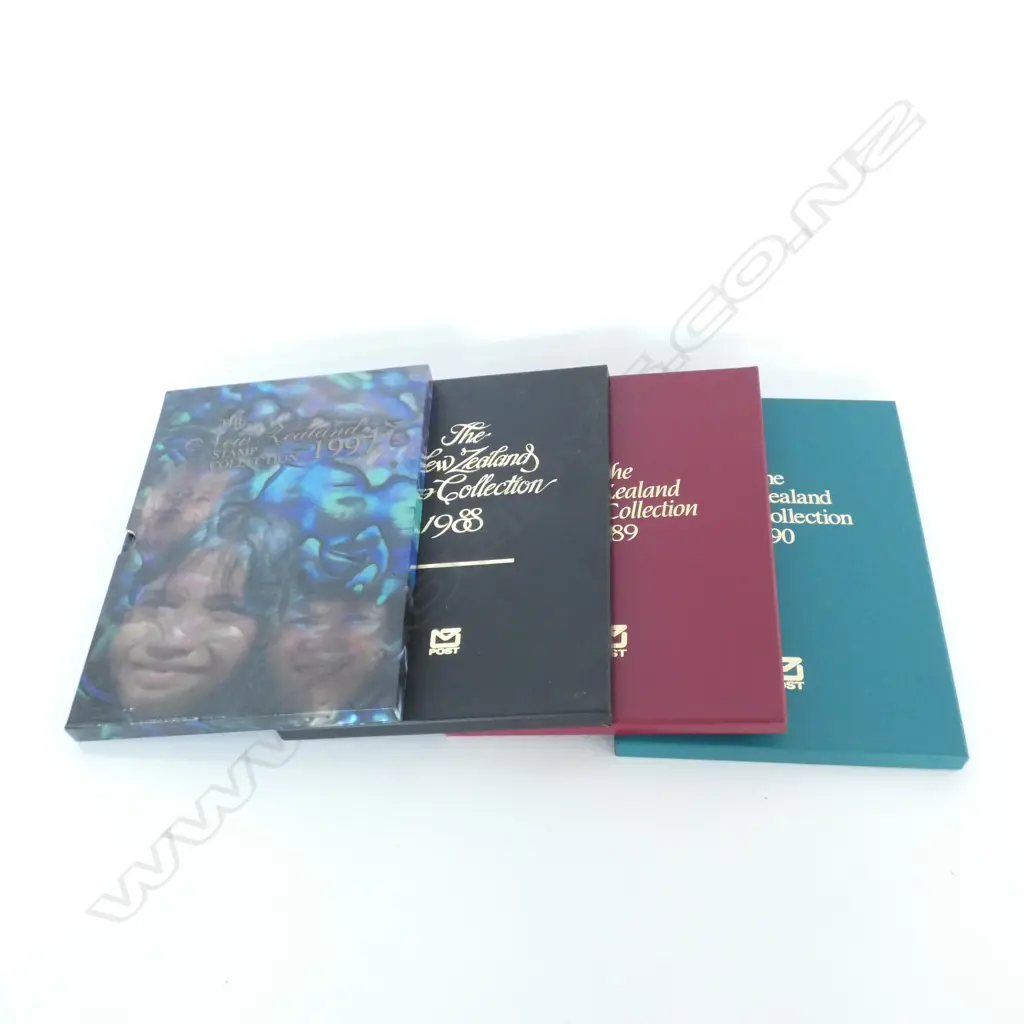 4 'THE NEW ZEALAND STAMP COLLECTION' BOOKS; 1988, 1989, 1990, 1997 Image 1++