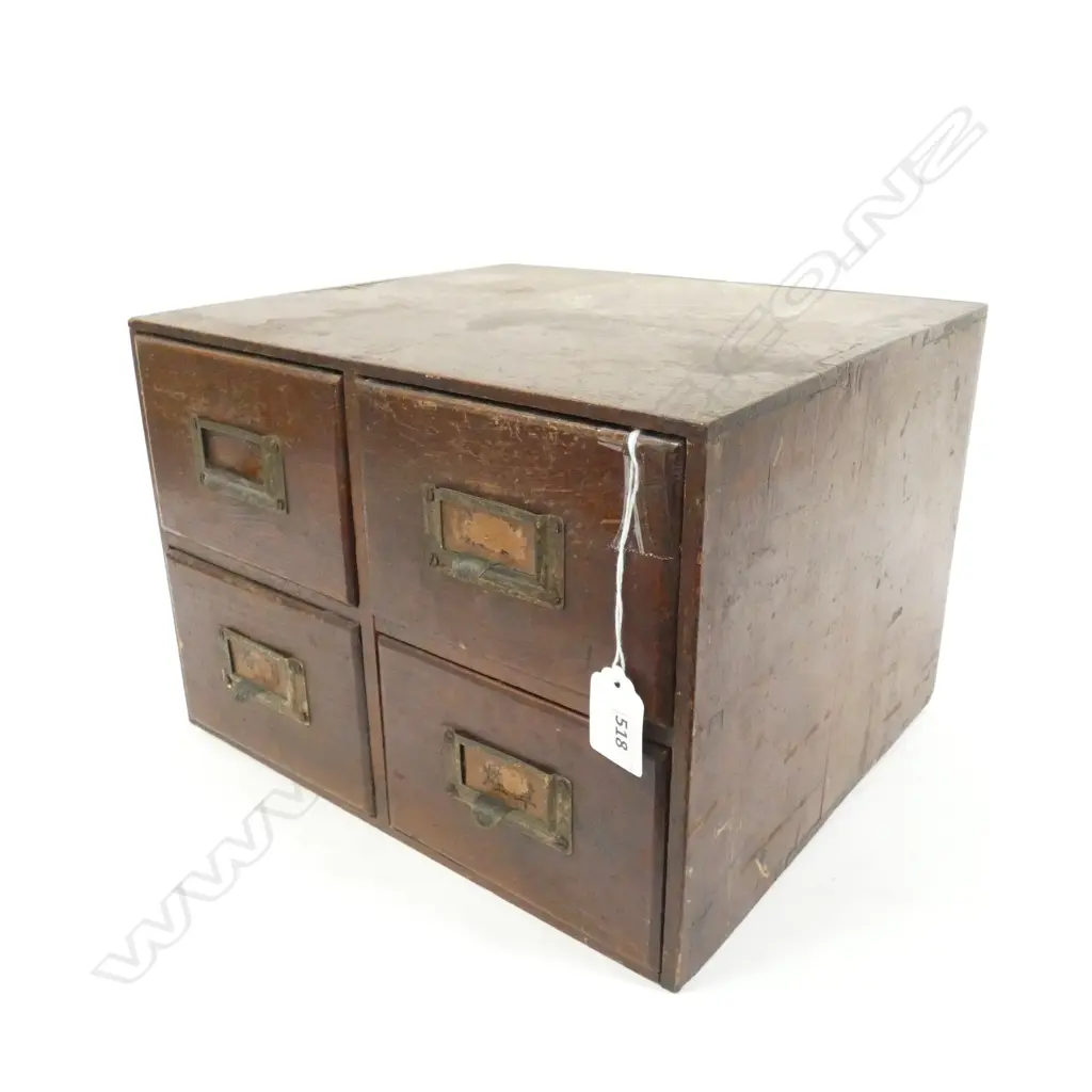 VINTAGE JAPANESE ‘HARI-BAKO’  BOX - 4 SM. FILE DRAWERS - 300 X 270 X 210MM Image 1++