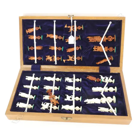 CHINESE IVORY CHESS SET IN BOX