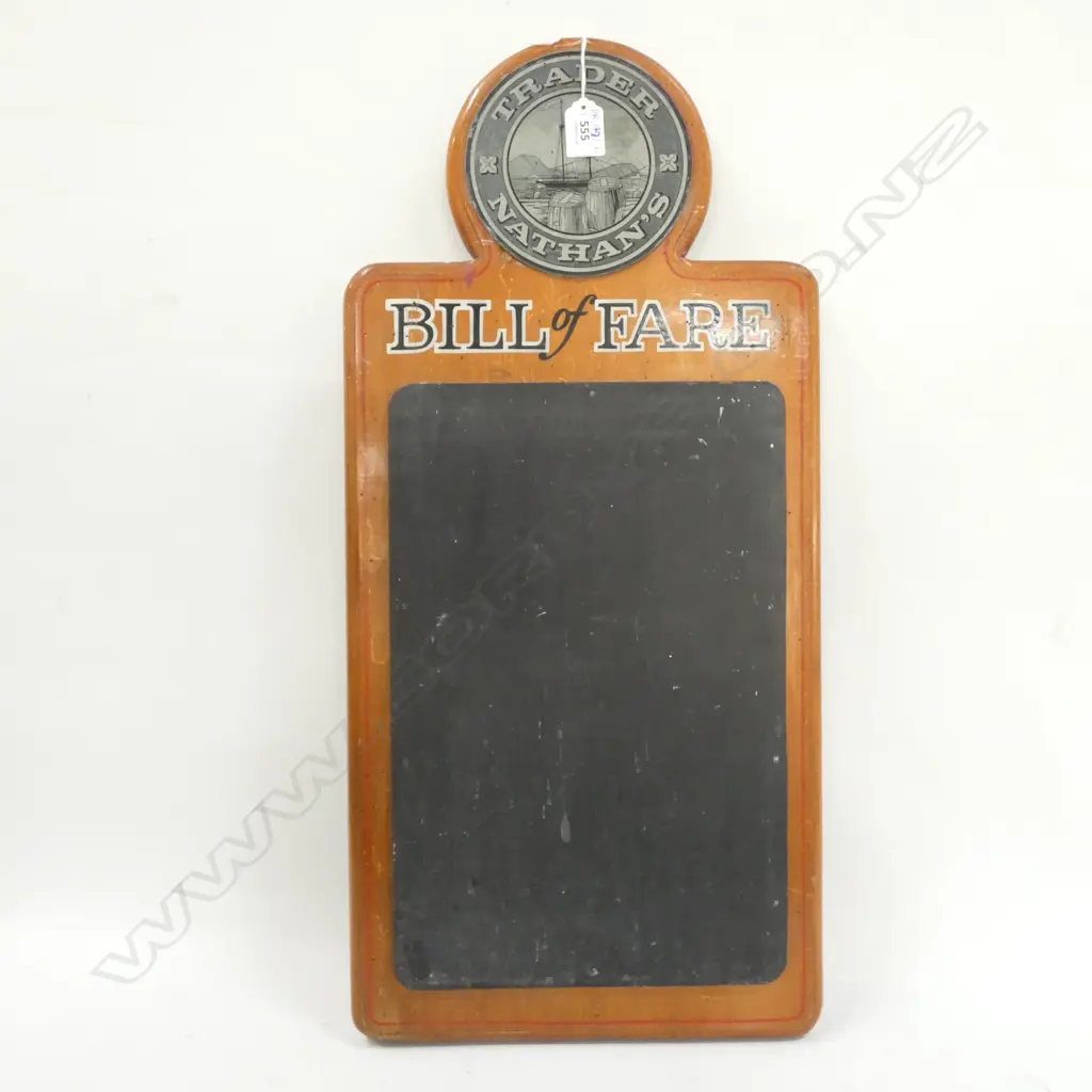 TRADER NATHANS BILL OF FARE BLACK BOARD H. 645MM Image 1++