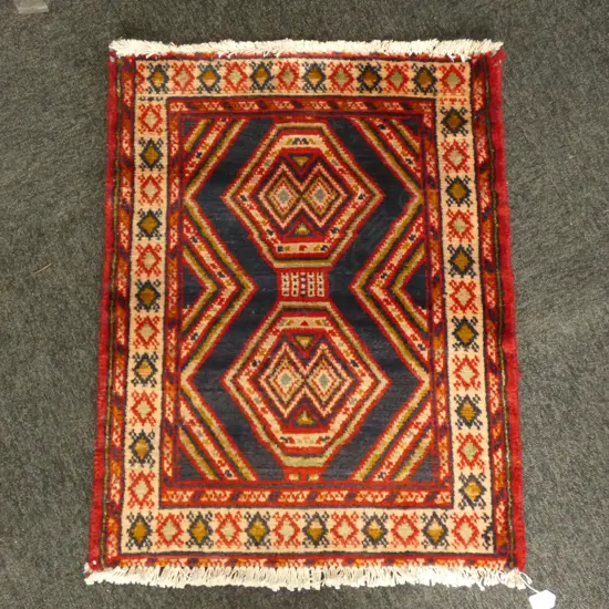 (37A) PERSIAN H/KNOTTED TORKAMAN RUG 800 x 650 mm