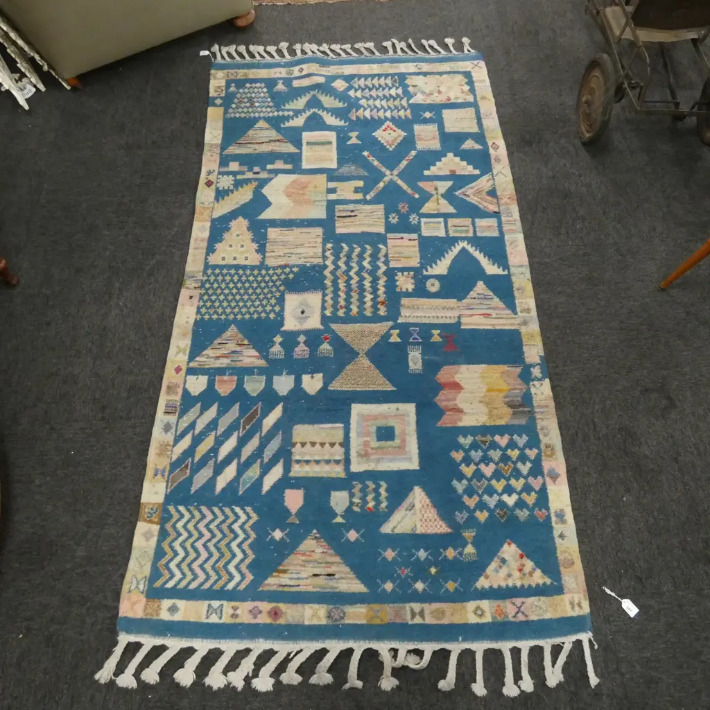 TURKISH H/KNOTTED GEOMETRIC PATTERN RUG -2200 X 1030MM Image 1++