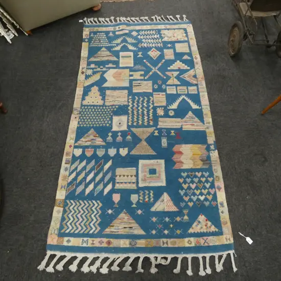 TURKISH H/KNOTTED GEOMETRIC PATTERN RUG -2200 X 1030MM