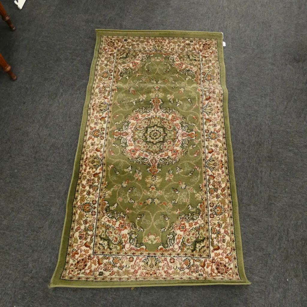 MODERN MACHINE KNOTTED GREEN TURKISH CLASSICA RUG 1500 X 800MM Image 1++