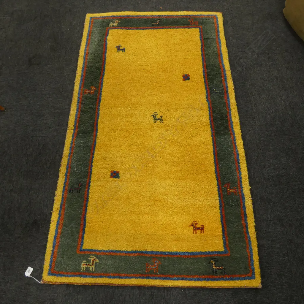 HAND KNOTTED WOOL PILE RUG YELLOW 1600 X 920MM Image 1++