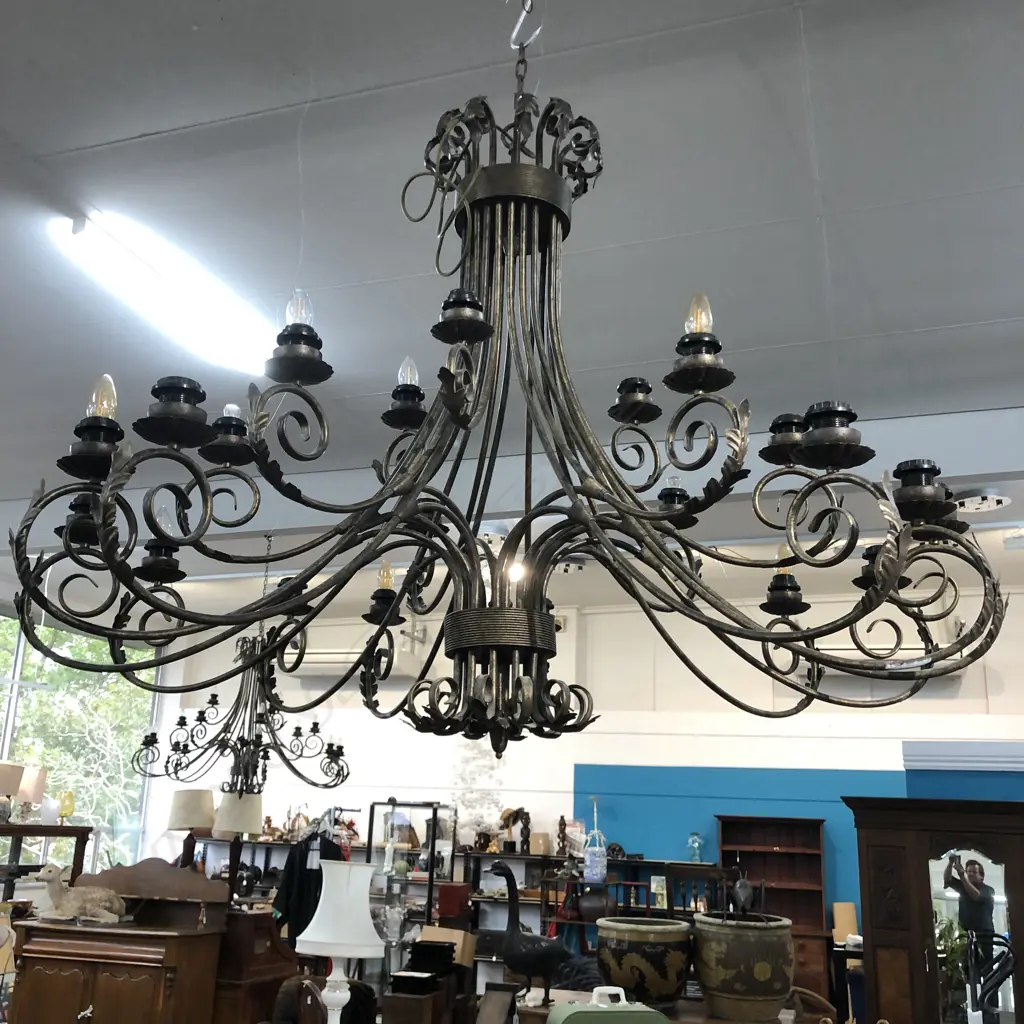MASSIVE METAL CHANDELIER MULTI BRANCH 21 LIGHTS Image 1++