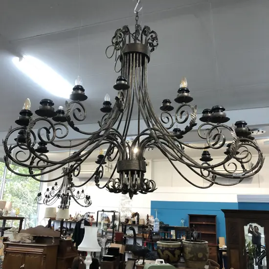 MASSIVE METAL CHANDELIER MULTI BRANCH 21 LIGHTS