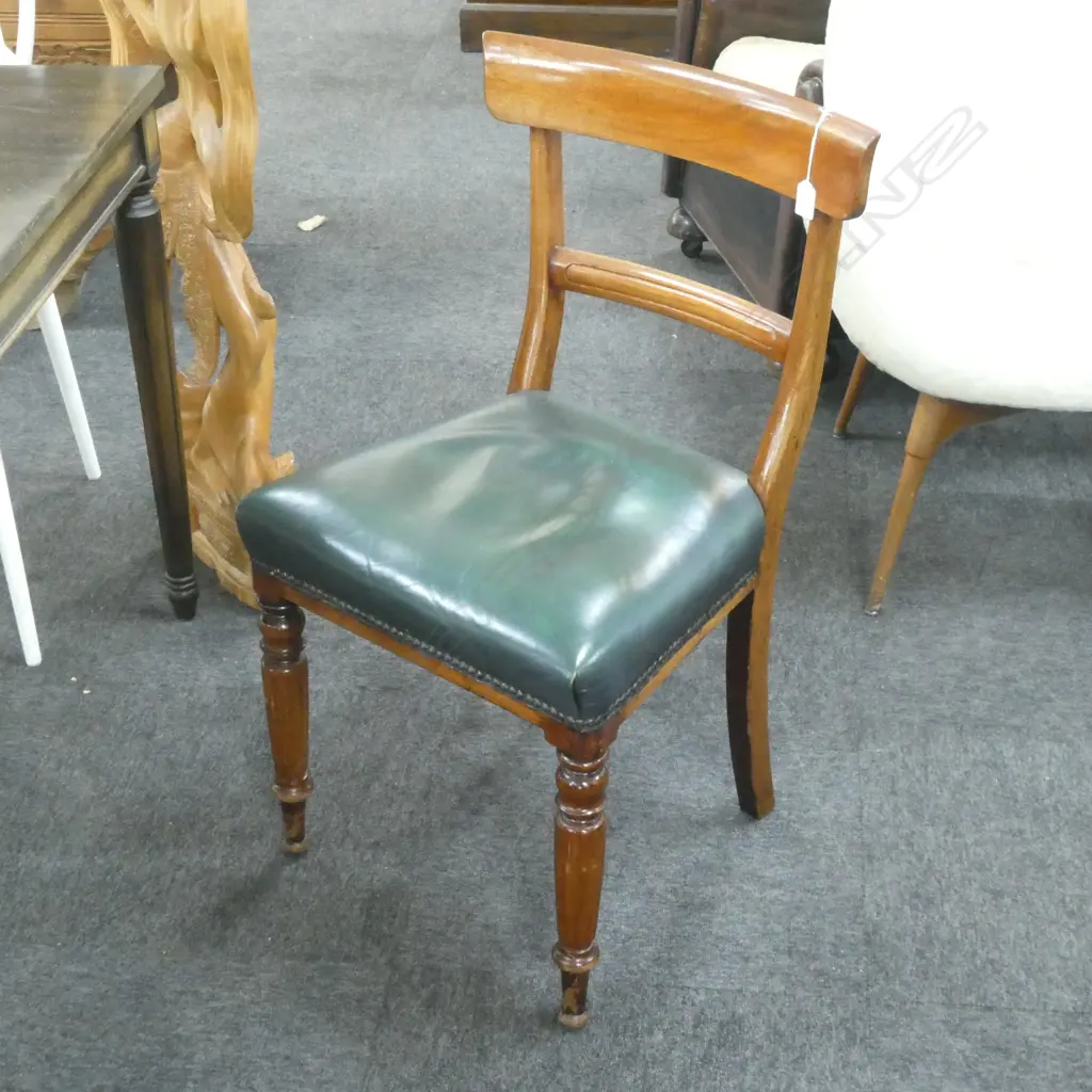 REGENCY MAHOGANY BAR BACK CHAIR LEATHER SEAT Image 1++