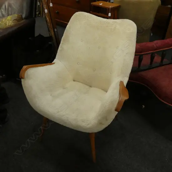 TWO RETRO FLEECED CHAIRS