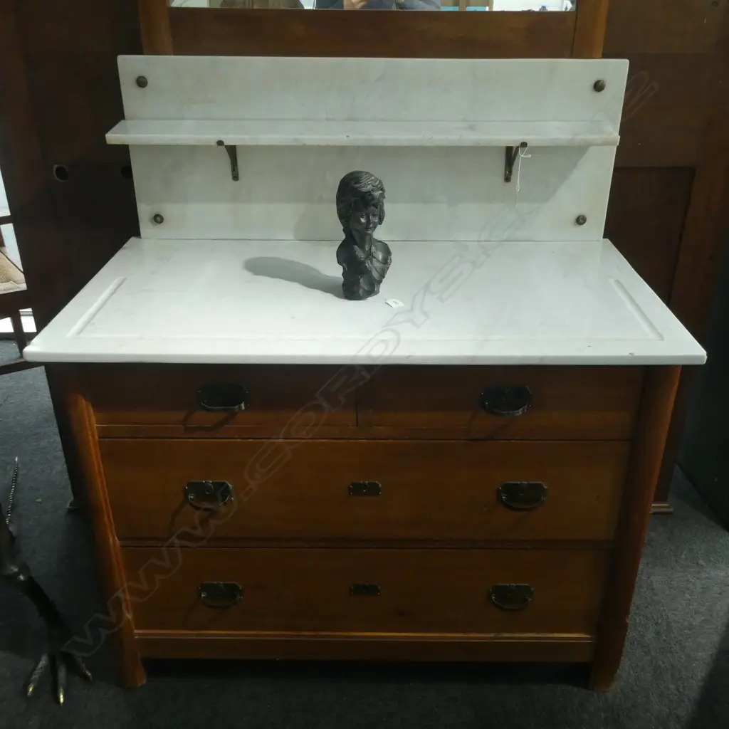 CONTINENTAL MARBLE TOPPED COMMODE DRESSER Image 1++