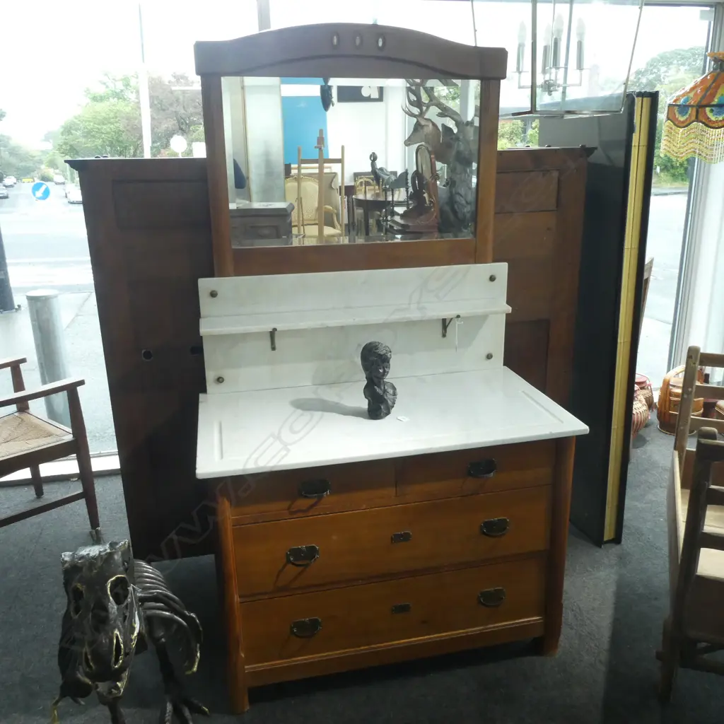 CONTINENTAL MARBLE TOPPED COMMODE DRESSER Image 1++