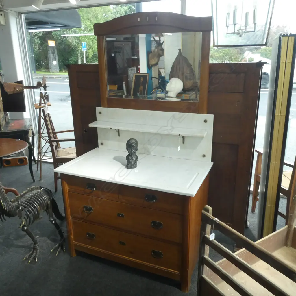 CONTINENTAL MARBLE TOPPED COMMODE DRESSER Image 1++