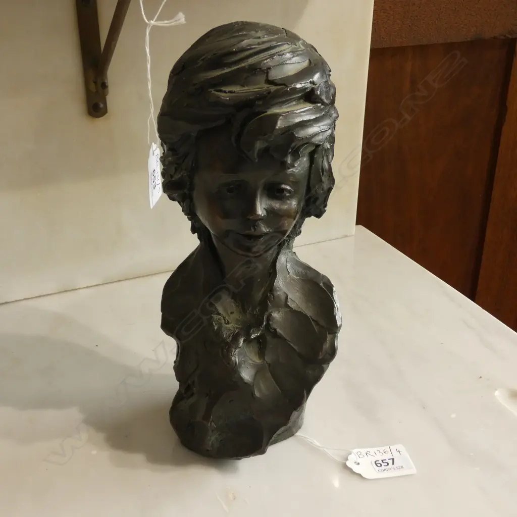 SIGNED BRONZE PATINERED  BUST H. 220MM Image 1++