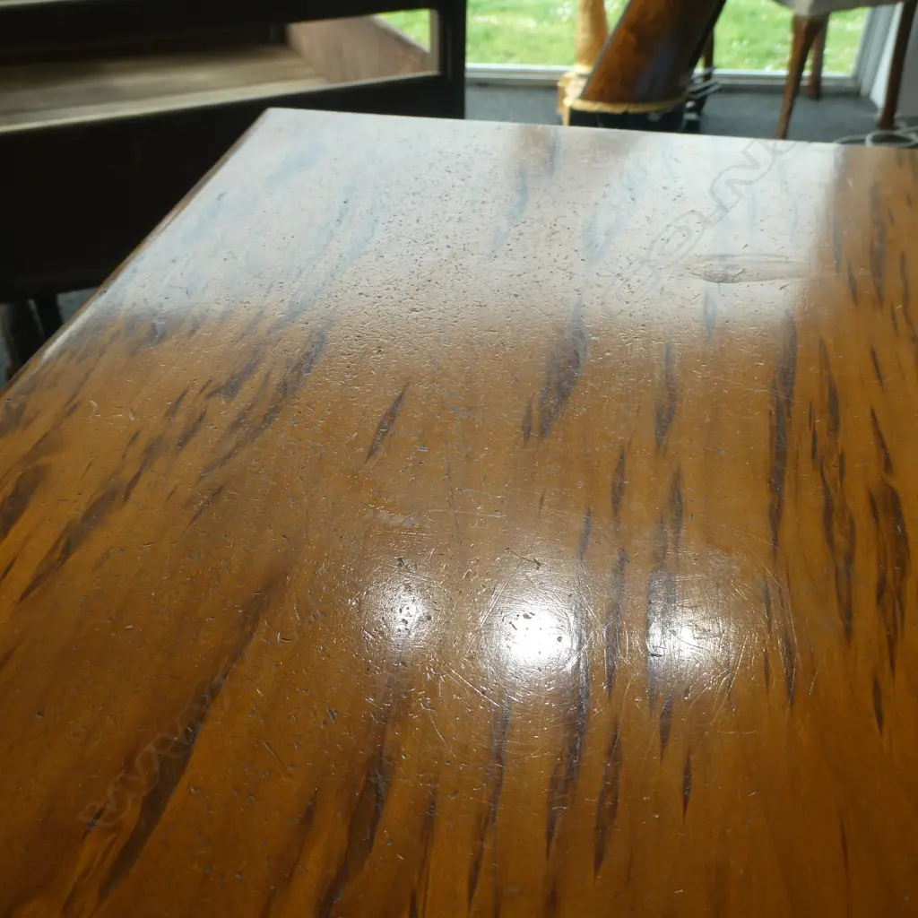 COLONIAL REFECTORY SIDE TABLE; SOLID MOTTLED KAURI TOP... Image 1++