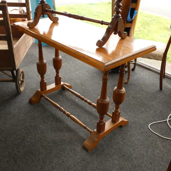 COLONIAL REFECTORY SIDE TABLE; SOLID MOTTLED KAURI TOP...