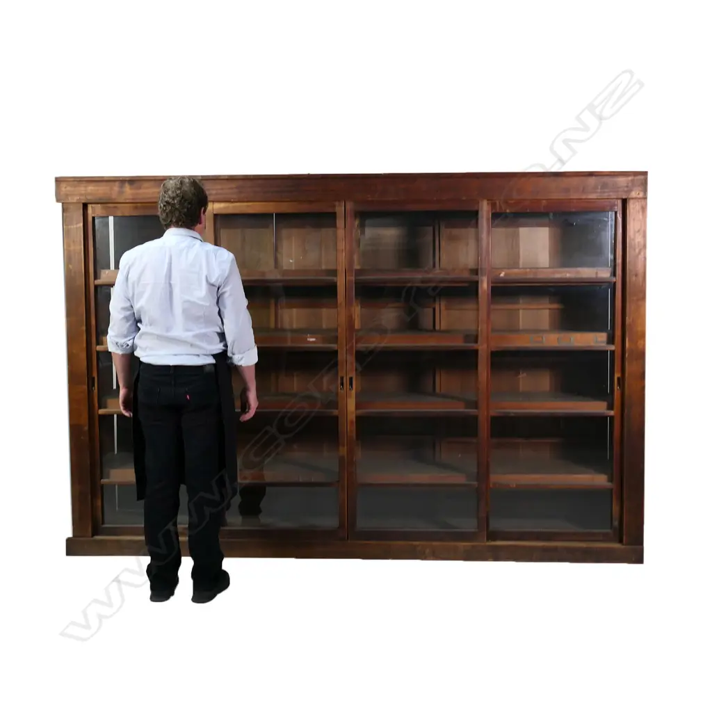 C1920 VERY LARGE JAPANESE DISPLAY CABINET 4 GLAZED DOORS Image 1++