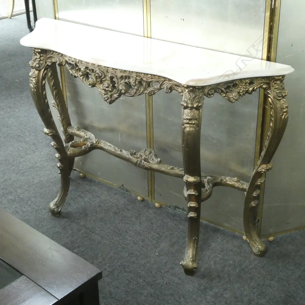 GILDED CONSOLE TABLE H 770 MM AND MIRROR H 1040 MM Image 1++