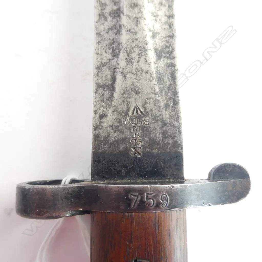 BRITISH P.1903 BAYONET by MOLE w LEATHER SCABBARD & FROG. OVERALL L.465mm Image 1++