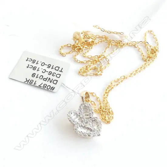 18ct YELLOW GOLD AND DIAMOND PENDANT ON GOLD PLATED SILVER CHAIN TDW 0.34ct