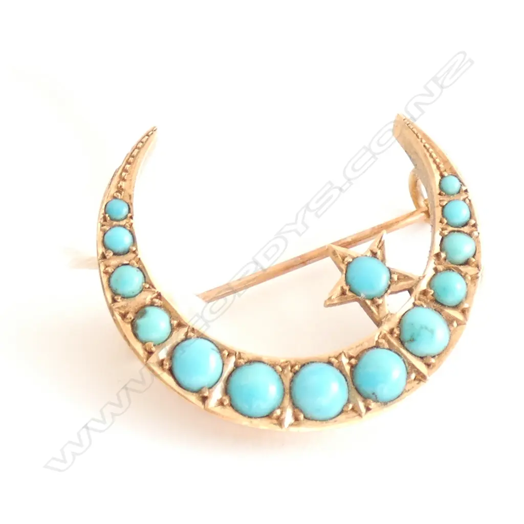 9CT & TURQUOISE BROOCH VICTORIAN Image 1++