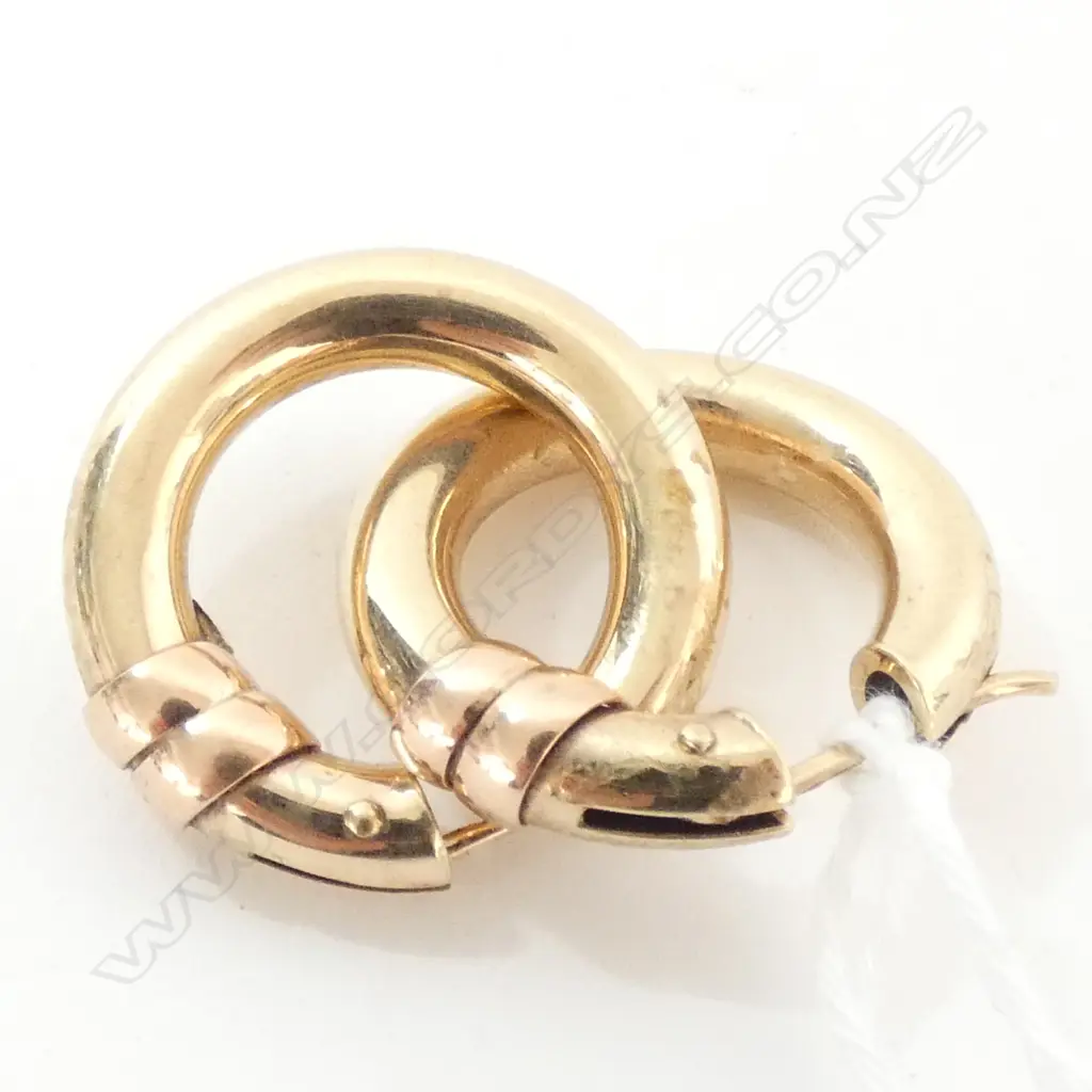 EARRINGS, HOOP, 9ct GOLD, 26mm DIAMETER, 2.7gm Image 1++