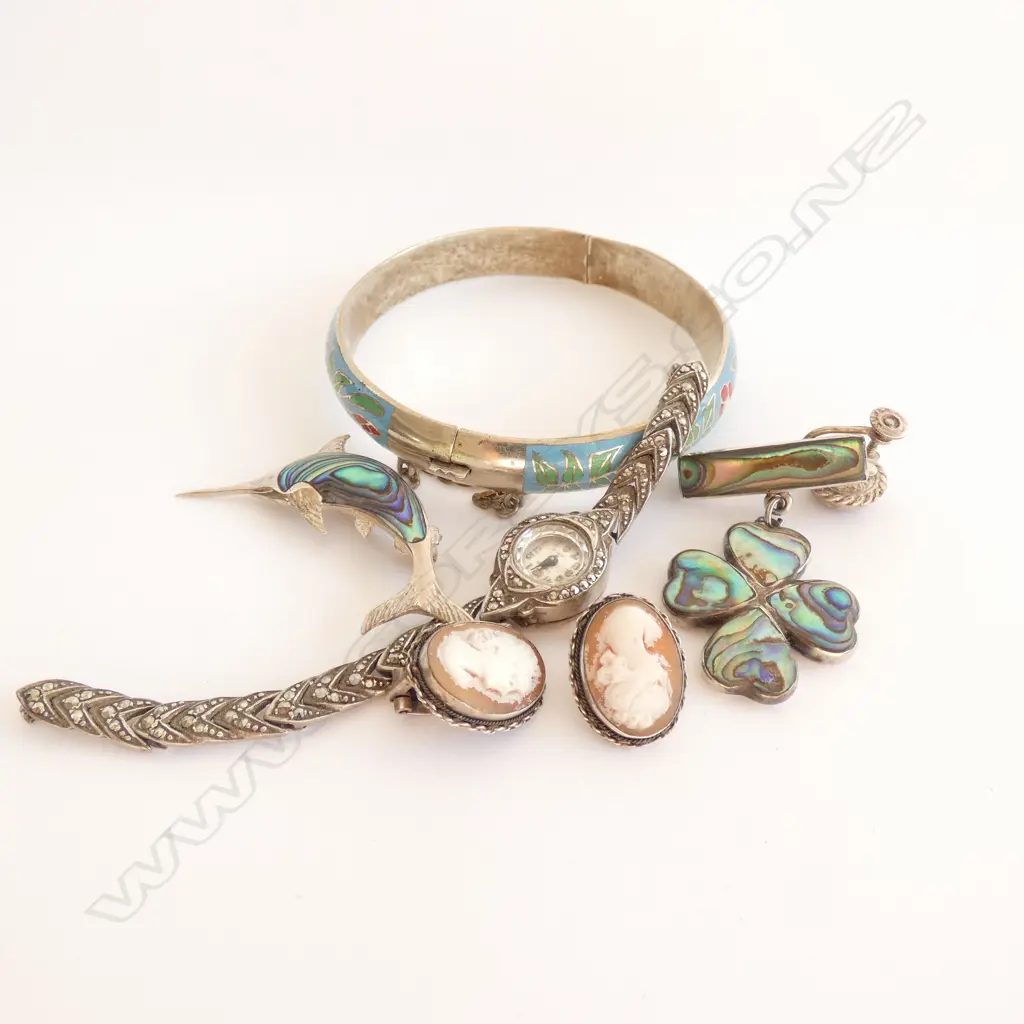 ASST. 925 STERLING JEWELLERY; WATCH, CAMEO EARRINGS ETC 57 GRAMS Image 1++