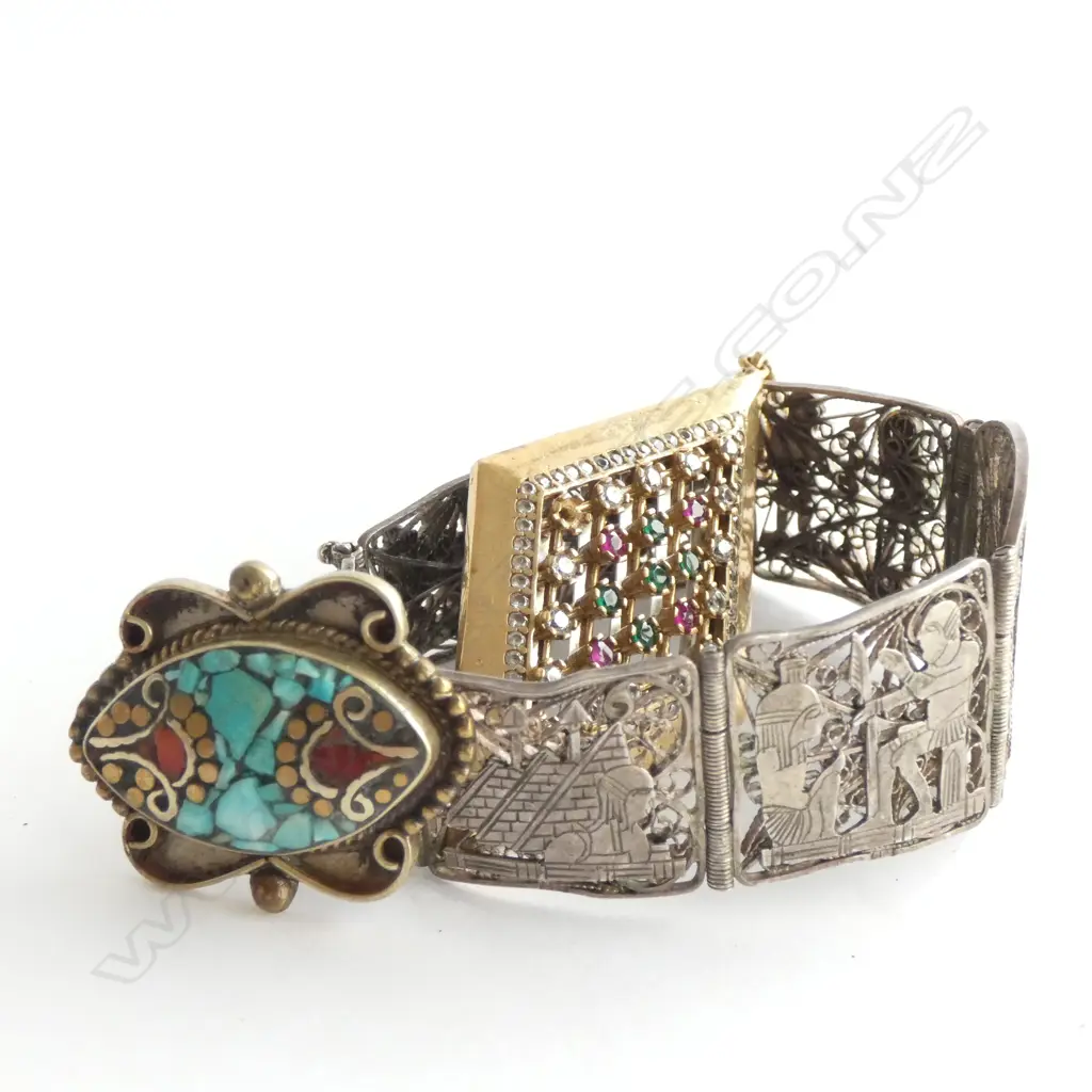 TURQUOISE RING & SILVER BRACELET + PENDANT Image 1++
