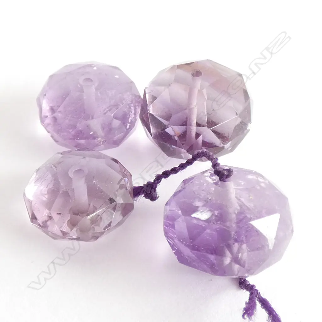 4 AMETHYST FACETED BEADS - DIA 14MM  Image 1++
