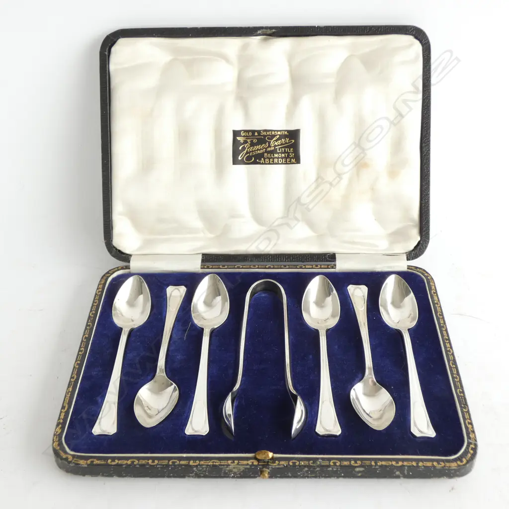 CASED SET STG SILVER TEAPOONS 101 GRAMS SHEFFIELD 1924 Image 1++