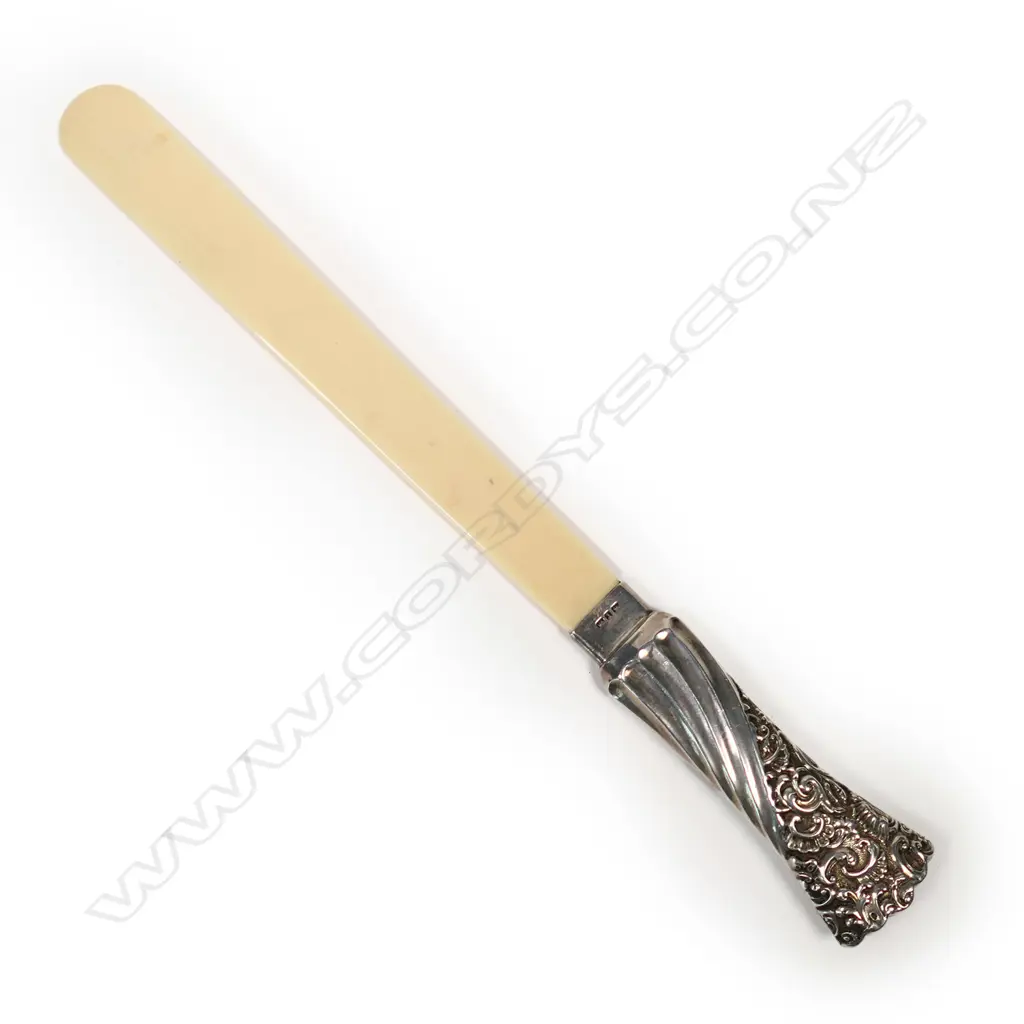 IVORY & STERLING SILVER LETTER OPENER, L. 260MM... Image 1++