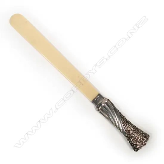 IVORY & STERLING SILVER LETTER OPENER, L. 260MM...