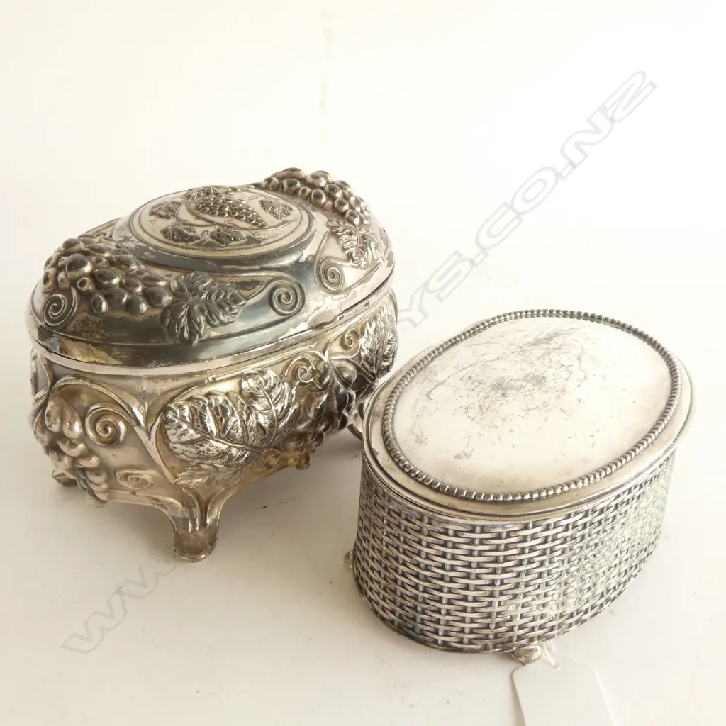 2 SILVER PLATE JEWELLERY BOXES L.160mm Image 1++