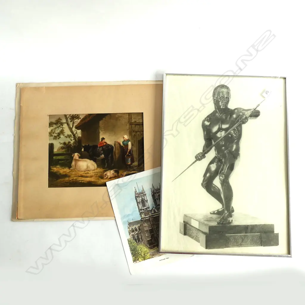 NAKED MAORI WARRIOR PRINT 600x420mm + A FOLIO w W/C Image 1++