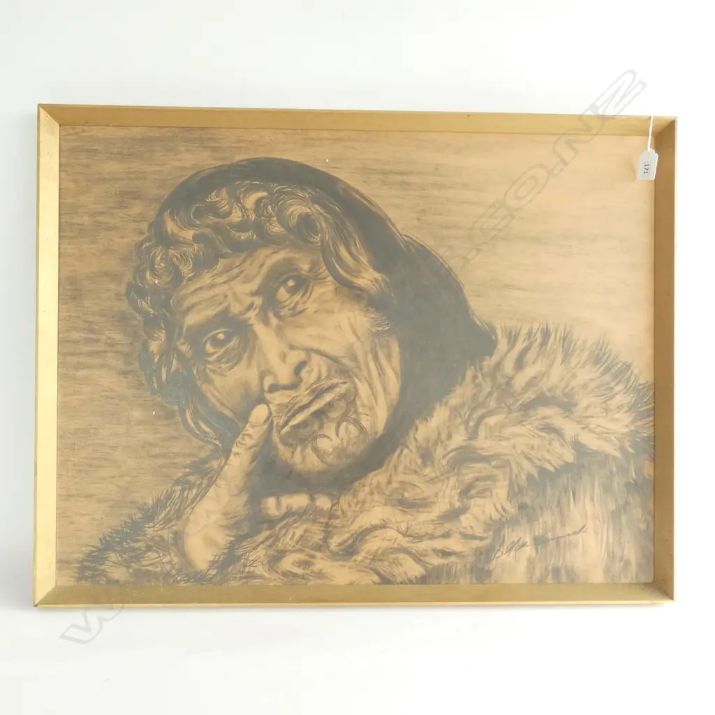 B. MCCORMACK? MAORI WOMAN PENCIL SIGNED 540x710mm Image 1++