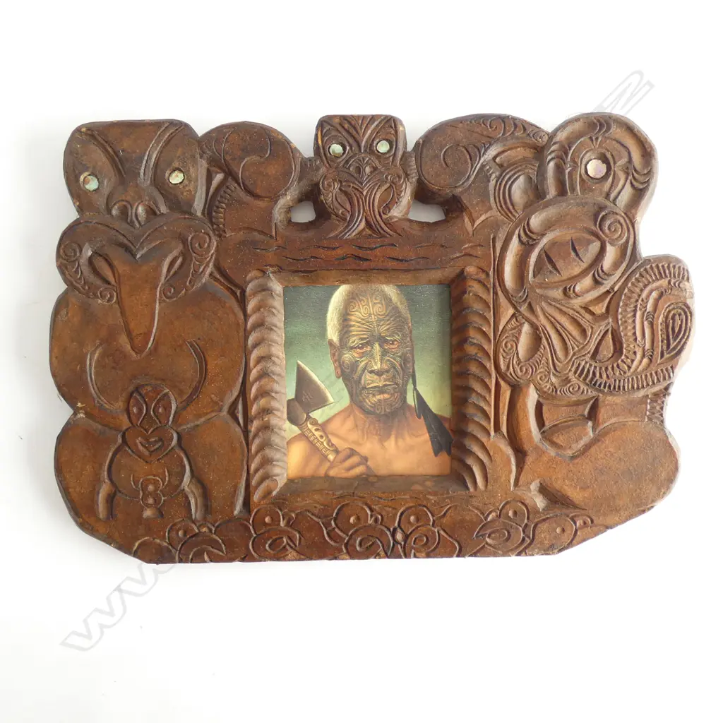 CARVED MAORI FRAME 370 X 540MM OVERALL SIZE Image 1++