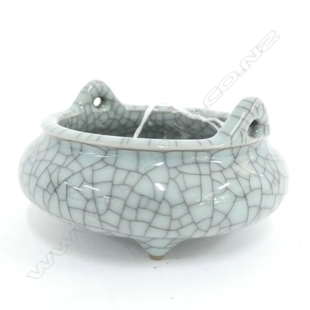 CHINESE CRACKLE GLAZE INCENSE BURNER D 110 MM Image 1++