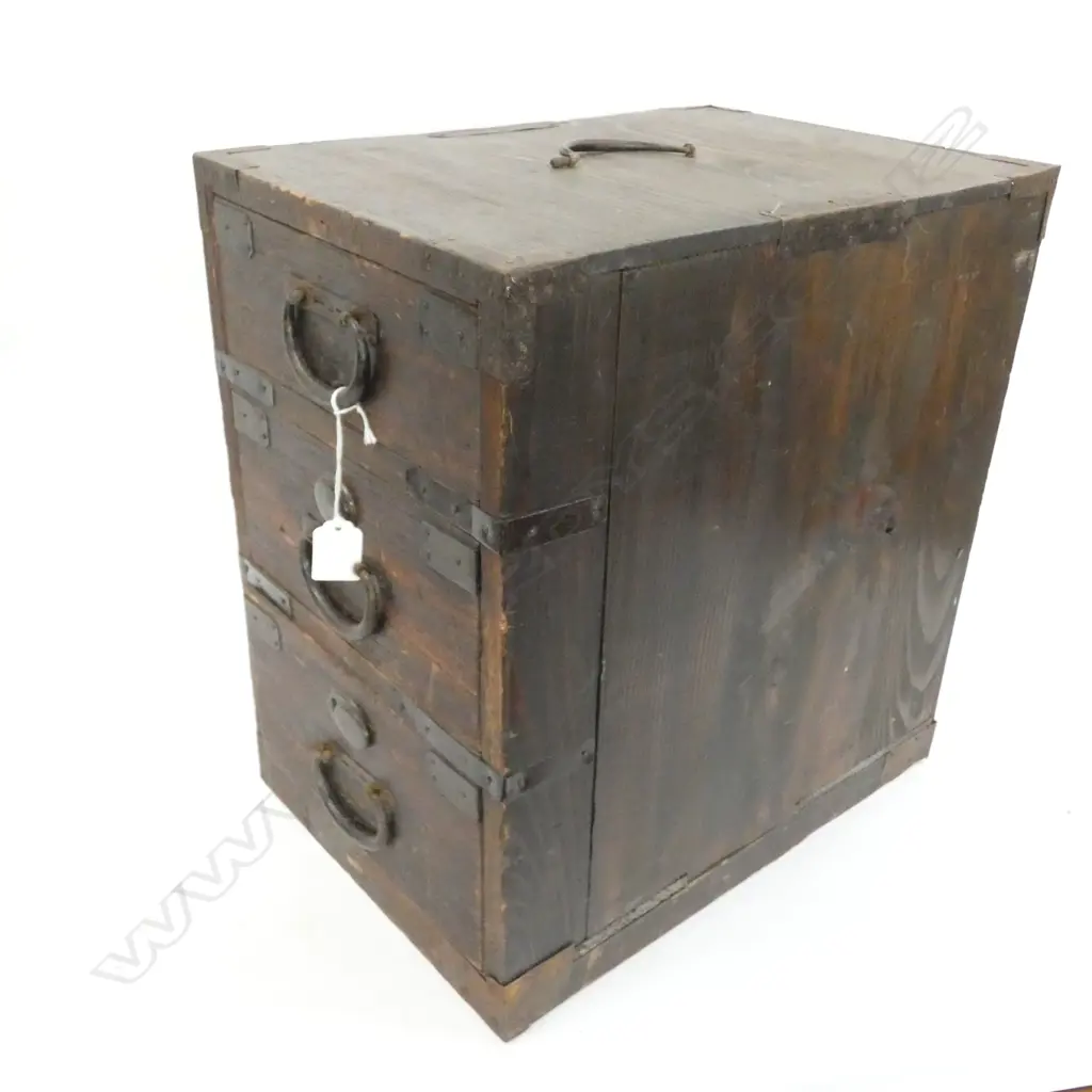 SMALL OLD JAPANESE 3 DRAWER CHEST - 275 X 395 X 420MM Image 1++