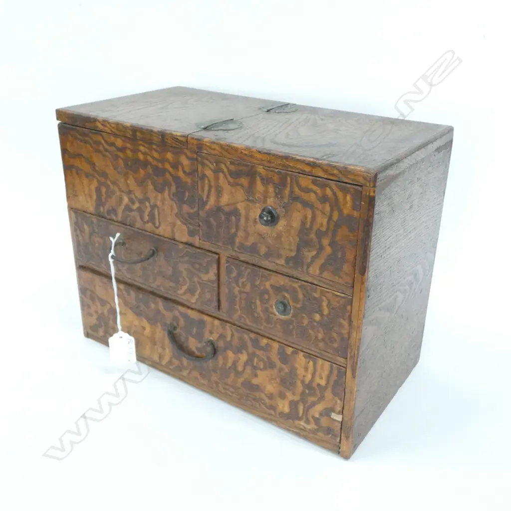 SMALL OLD JAPANESE COLLECTORS/SEWING CHEST - TOP CABINET & 4 DRAWER - 320 X 170 X 250MM Image 1++