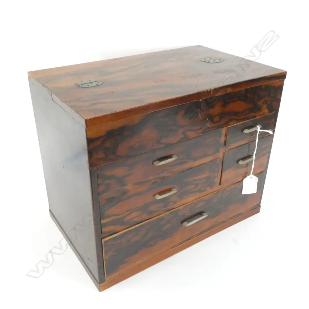 SMALL OLD JAPANESE COLLECTORS/SEWING CHEST TOP CABINET & 5 DRAWERS 320 X 200 X 260MM Image 1++