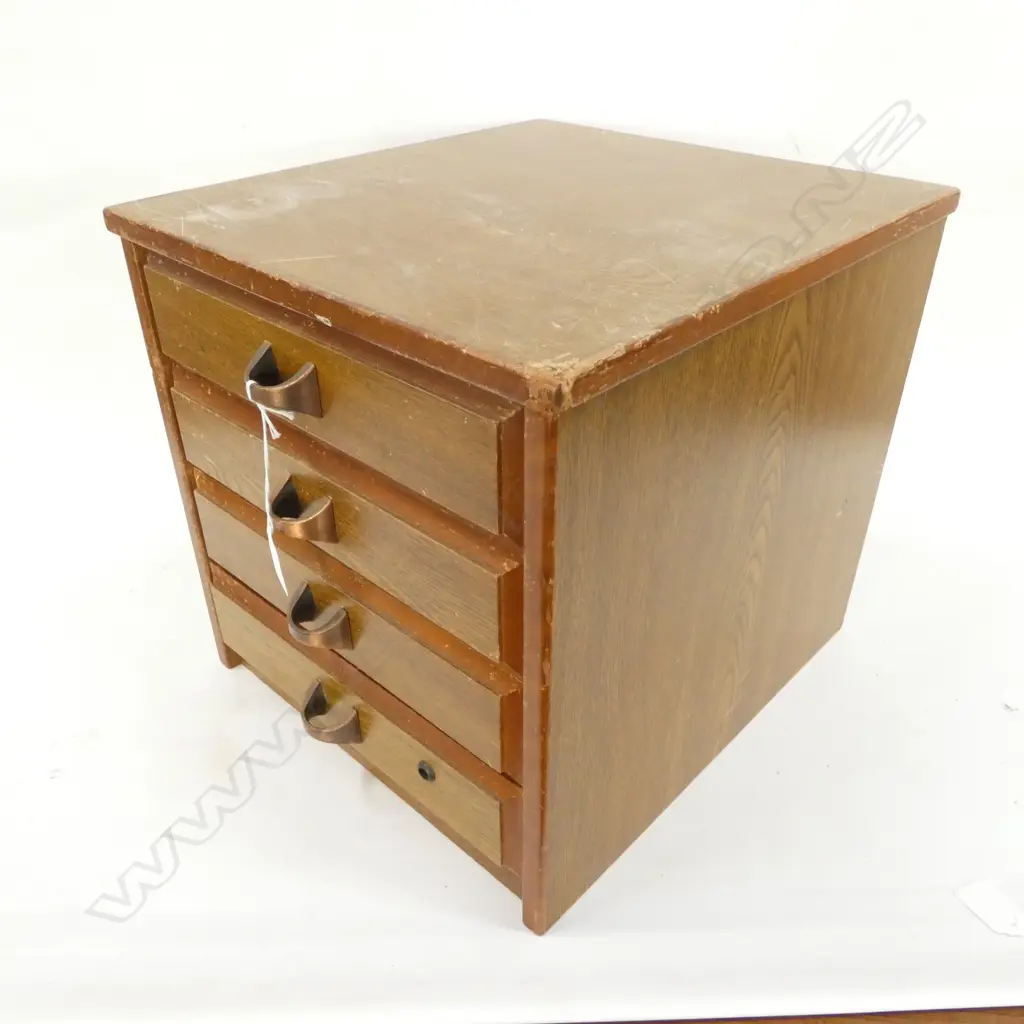 SMALL OLD JAPANESE 4 DRAWER SEWING CHEST OR FILING CABINET - 4 DRAWER 330 X 350 X 320MM Image 1++