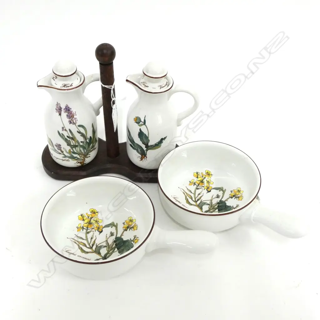 VILLEROY & BOCH BOTANICA OIL & VINEGAR SET W. STAND & 2 RAMEKINS  Image 1++