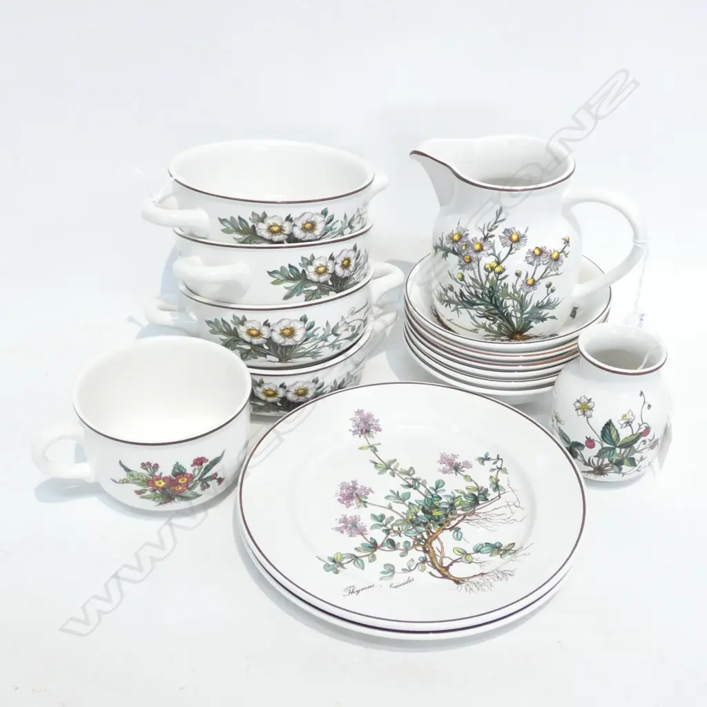 VILLEROY & BOCH BOTANICA; 2 PLATES; 4 SOUP BOWLS; 6 DESSERT BOWLS; JUG, VASE & CUP Image 1++