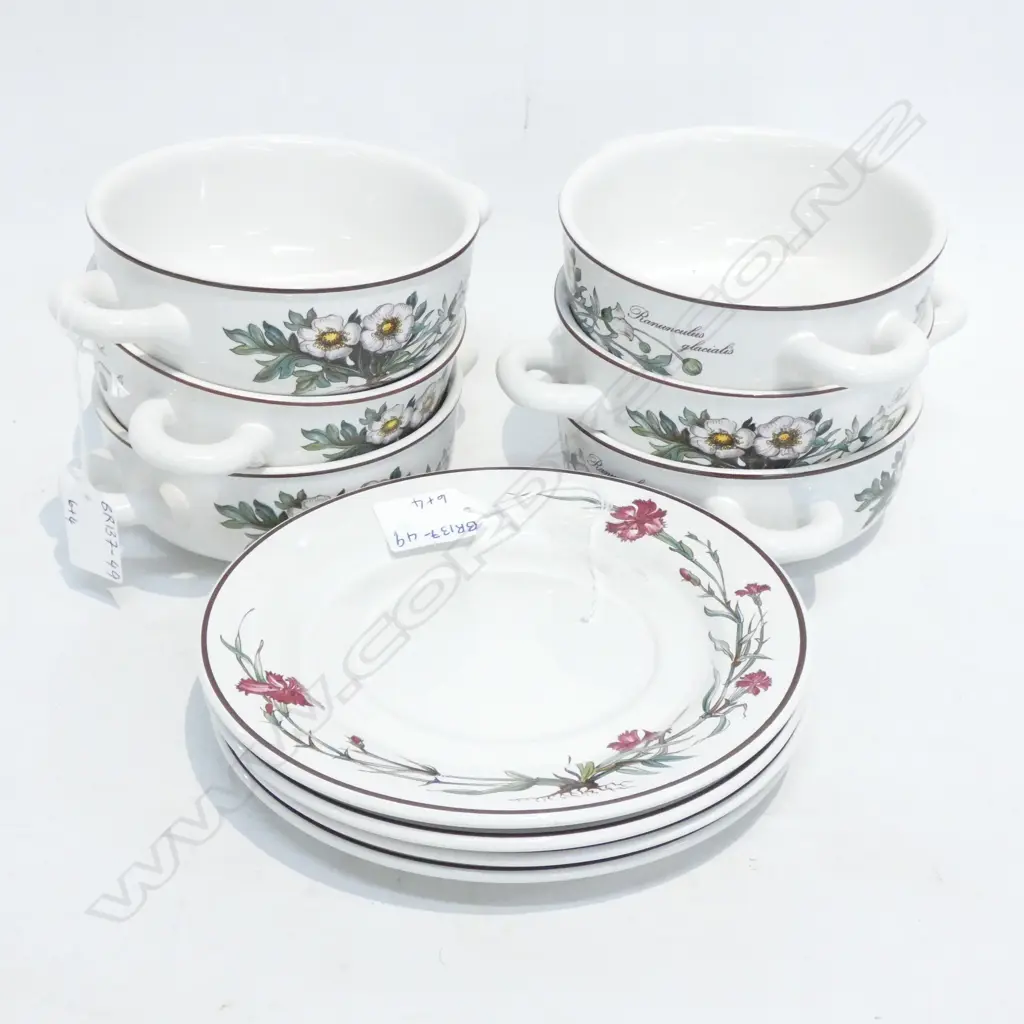 VILLEROY & BOCH BOTANICA SOUP COUPES (6)AND SAUCERS(4) Image 1++