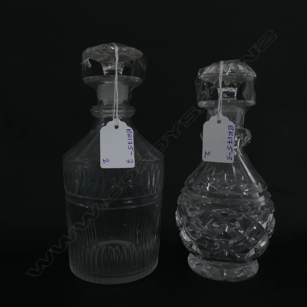 2X GEORGIAN SMALL CIRCULAR DECANTERS  Image 1++