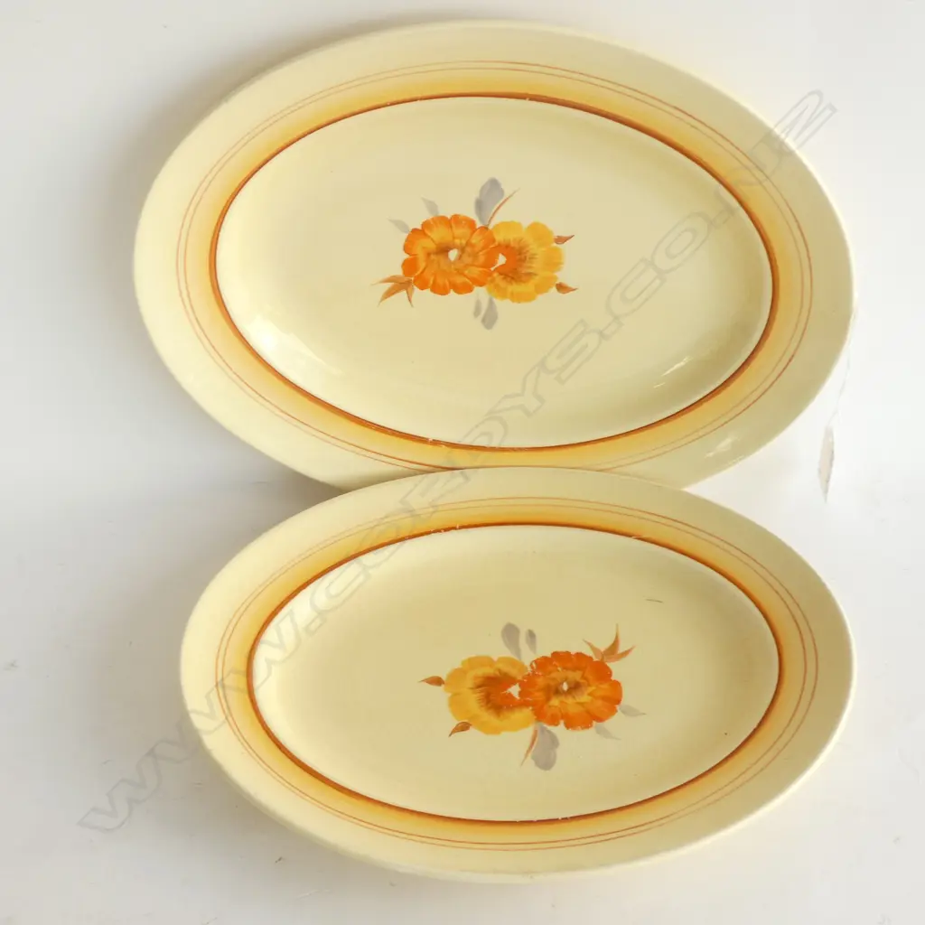 PR CLARICE CLIFF HAND PAINTED 'COROLLA' PLATTERS L.300mm Image 1++