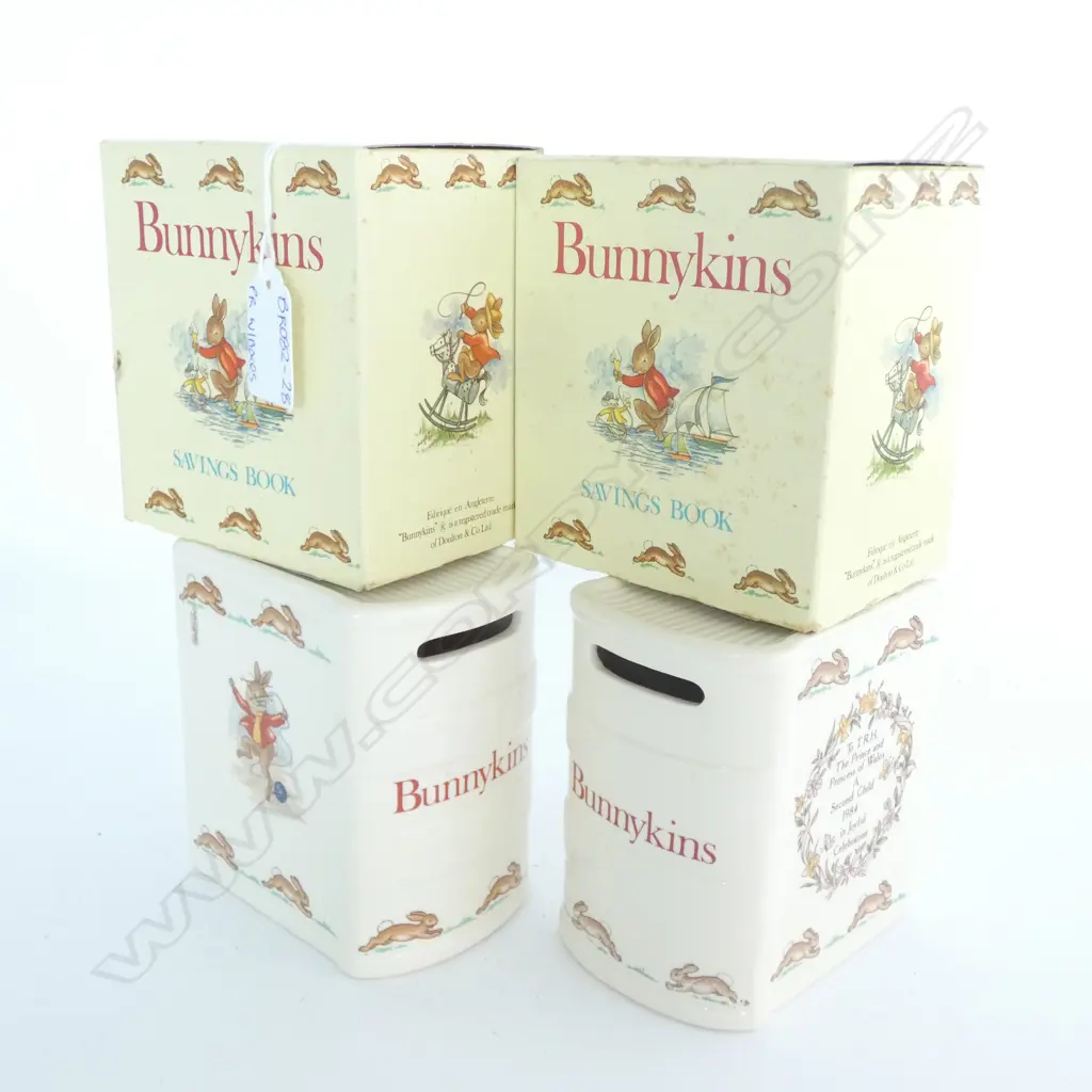ROYAL DOULTON BUNNYINS SAVING BOOK MONEY BOXES X 2.... Image 1++