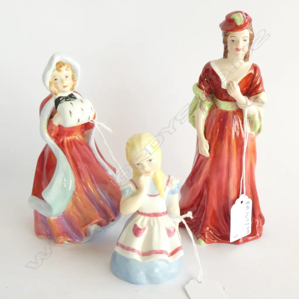 3 FIGURINES; R/WORCESTER 'ALICE' 3608, PARAGON 'MISS SUSAN' & LAWTON 'ELEANOR' H.180mm Image 1++