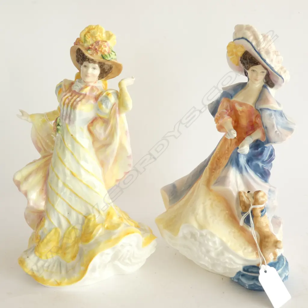 2 R/DOULTON FIGURINES 'KATHERINE' HN3708 H.230mm + 'PRIMROSE' HN3710 MINOR LOSS TO FINGERTIPS Image 1++