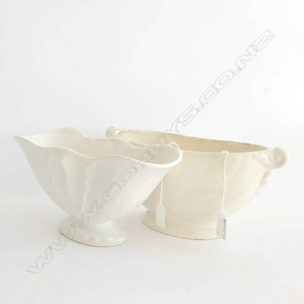 2 WHITE CROWN LYN VASES... Image 1++